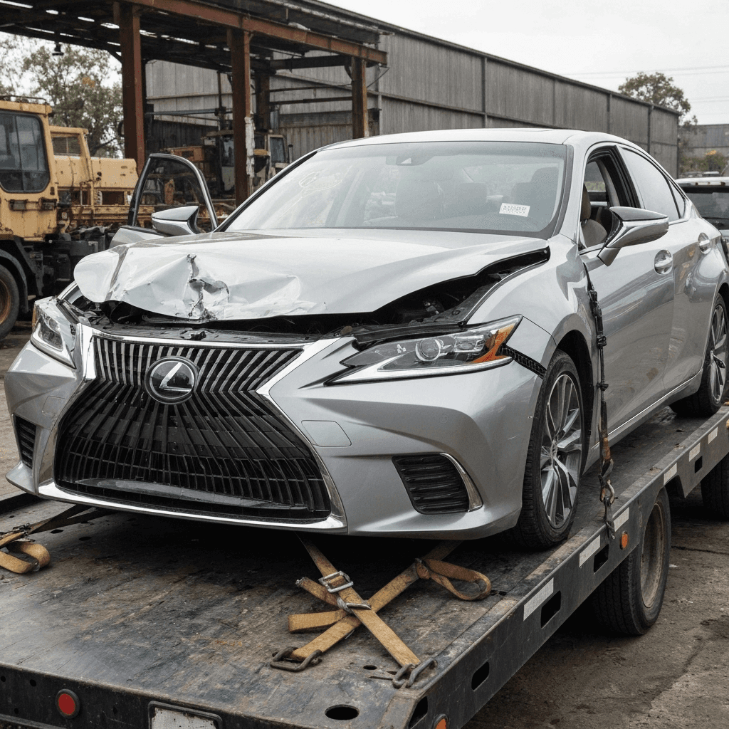 سيارة لكزس ES مصدومة
